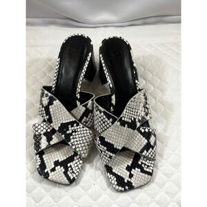 Marc Fisher Saydi Snakeskin Mule Leather crossover Slipon Sandal slide 7.5 women